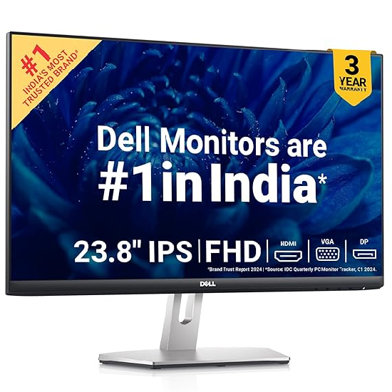 Dell S2421HNM 23.8" (60.5cm) FHD Monitor 1920x1080 Refresh Rate: 75Hz, IPS Panel, 3-Year Warranty, 99% sRGB, Low Blue Light Technology, Ultra-Thin Bezel, HDMI x2, Tilt Adjustment |Titan Grey